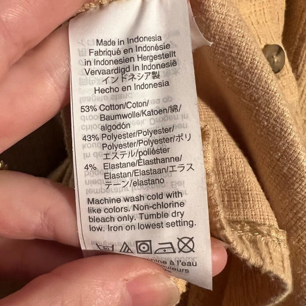 Madewell Gold Yellow Cami Button Sleeveless Dress Sz L - Picture 7 of 9